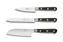 Coffret 3 couteaux Sabatier Idéal Inox rivets laiton Office + Universel + Mini Santoku