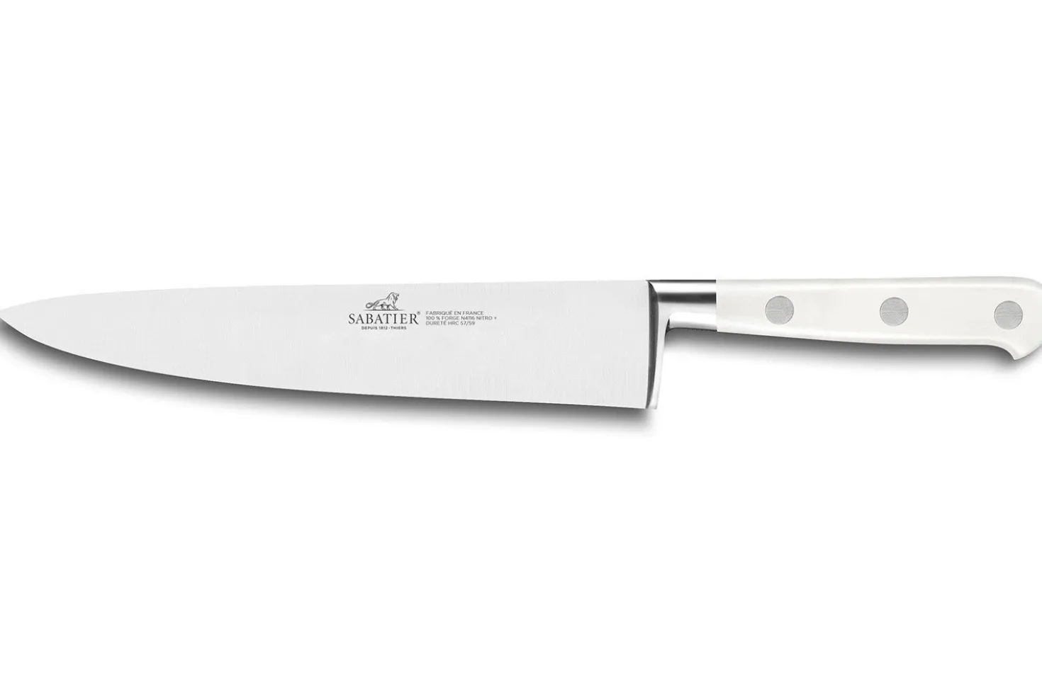 Coffret 3 couteaux Sabatier Toque blanche 100% forgé manches rivetés