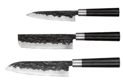 Coffret 3 couteaux Samura Blacksmith martelés : universel + santoku + nakiri