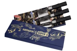 Coffret 3 couteaux Samura Super 5 damas : universel + santoku + nakiri