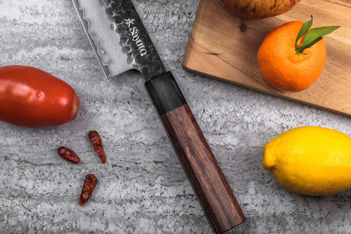 Coffret 2 couteaux Sayuto Séquoia San Mai Santoku + Office