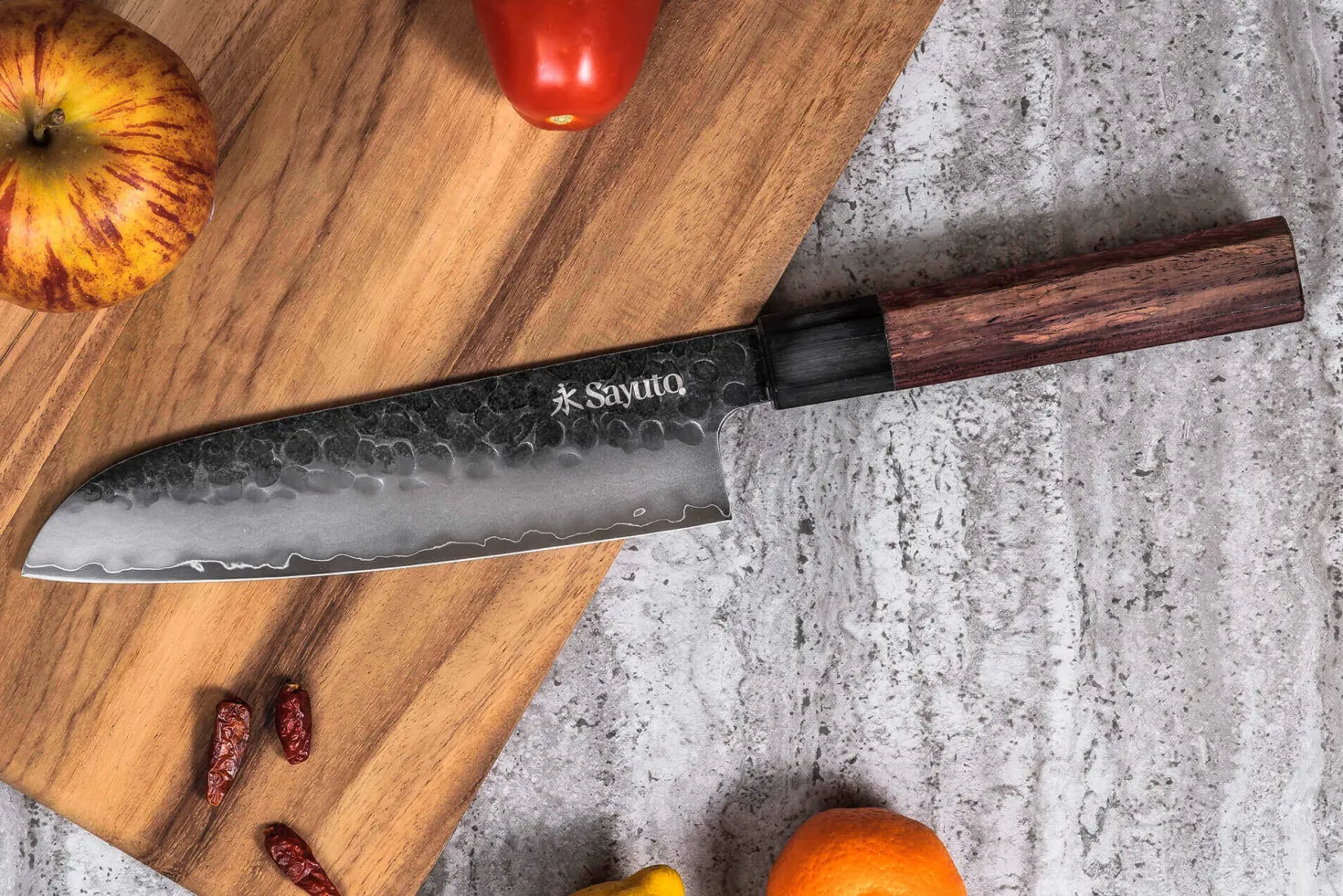 Coffret 2 couteaux Sayuto Séquoia San Mai Santoku + Office