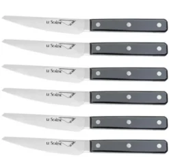 Coffret 6 couteaux à steak Au Nain Scalène 11cm micro-denté manches gris