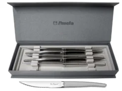 Coffret 6 couteaux à steak dentelés LOU LAGUIOLE Jet Sablé gris