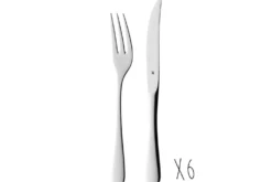 Coffret 6 couteaux à steak + 6 fourchettes WMF Holzkass en acier inox 18/10 Cromargan