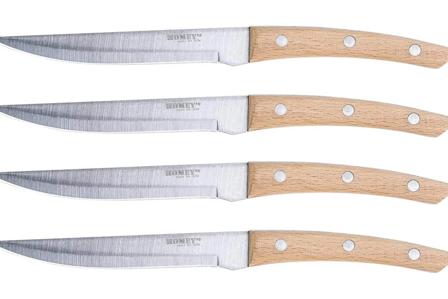 Coffret 4 couteaux à steak Homey's Bokträ lame lisse 13cm