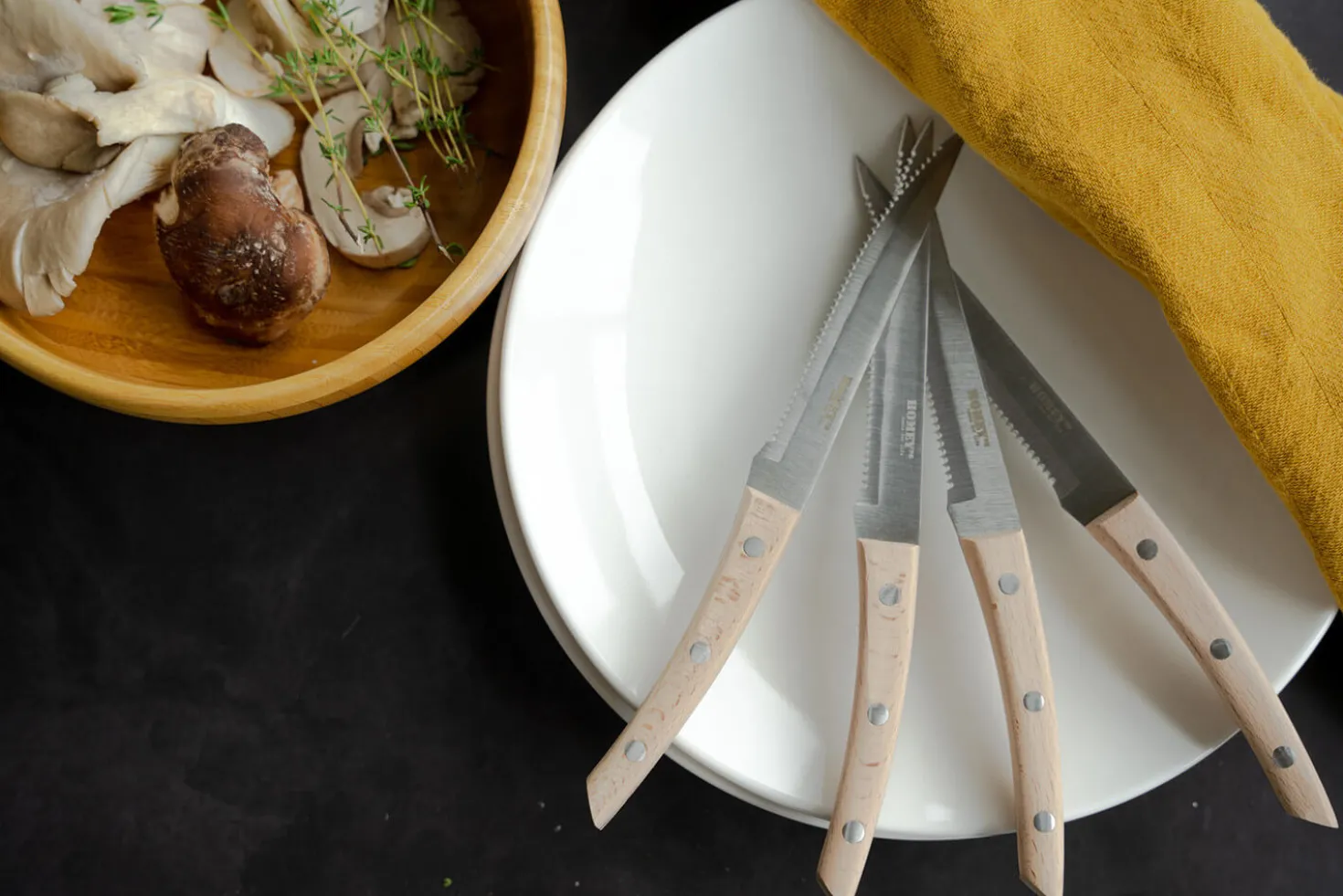 Coffret 4 couteaux à steak Homey's Bokträ lame crantée 13cm