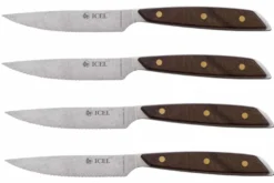 Coffret 4 couteaux à steak Icel lame dentelée 11cm manche droit en bois