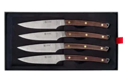 Coffret 4 couteaux à steak Icel lame dentelée 11cm manche incurvé en bois