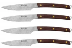 Coffret 4 couteaux à steak Icel lame dentelée 11cm manche incurvé en bois