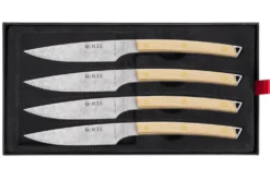 Coffret 4 couteaux à steak Icel lame dentelée 11cm manche incurvé bois d'érable