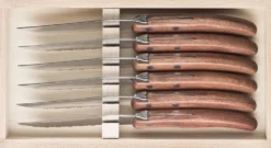 Coffret 6 couteaux à steak Laguiole C. DOZORME lames dentelées manches bubinga
