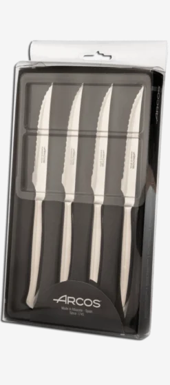 Coffret 4 couteaux à steak monobloc Arcos acier inox microdentées 11cm