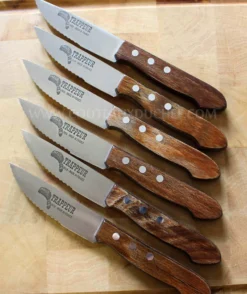 Coffret 6 couteaux à steak Trappeur Au Nain lames dentelées - Qualité française