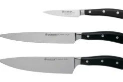 Coffret 3 couteaux Wüsthof Classic Ikon forgés - office 9cm + tranchelard 20cm + chef 20cm
