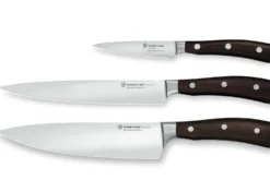Coffret 3 couteaux Wüsthof Ikon forgés - office 9cm + tranchelard 20cm + chef 20cm