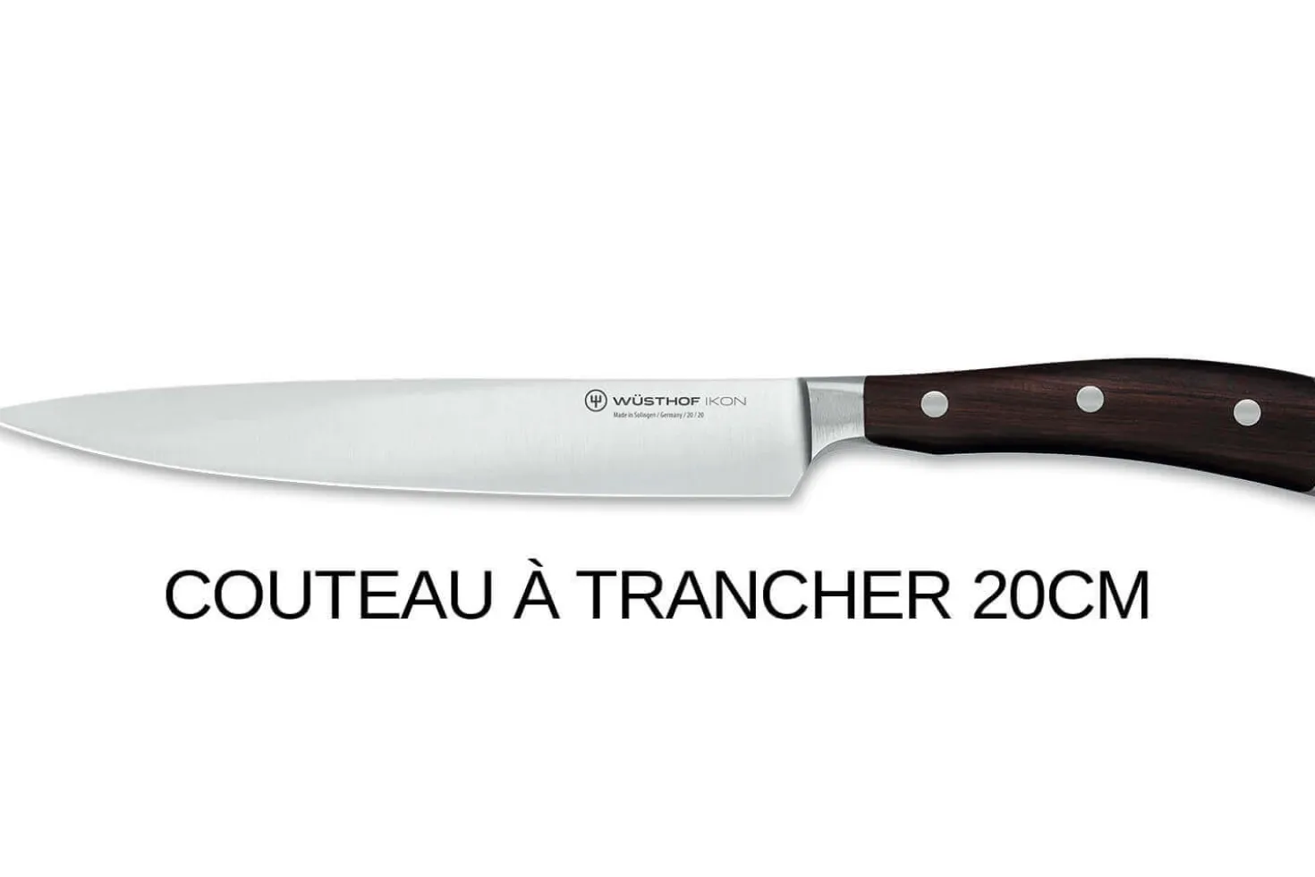 Coffret 3 couteaux Wüsthof Ikon forgés - office 9cm + tranchelard 20cm + chef 20cm
