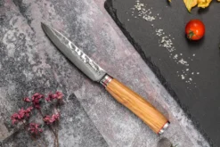 Coffret 3 couteaux Wusaki Damas 10Cr olivier Santoku + Universel + Office