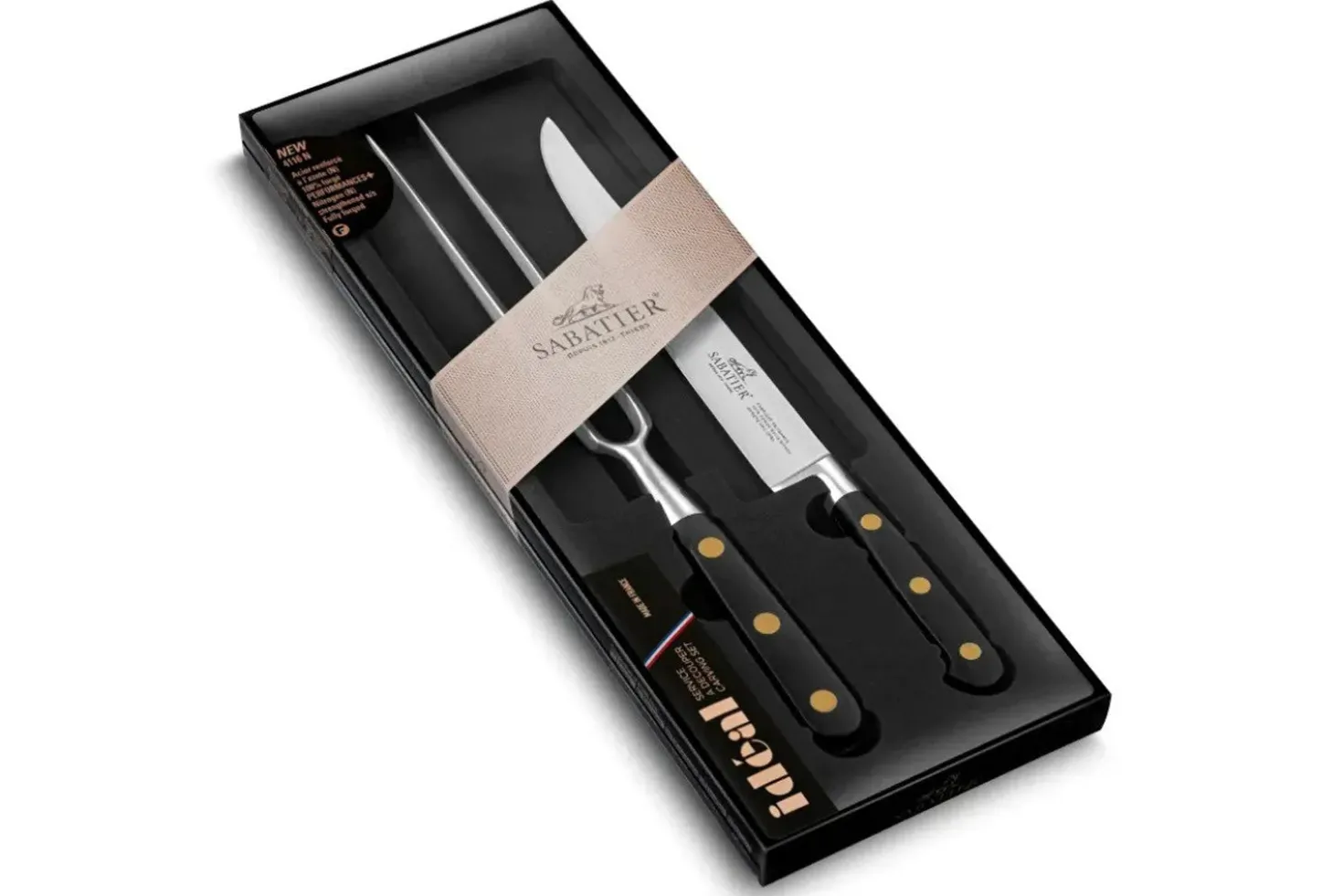 Coffret à découper SABATIER Idéal Inox 100% forgé rivets laiton