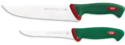 Coffret de 2 couteaux de boucher professionnels SANELLI Premana manches verts ergonomiques