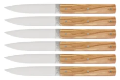 Coffret de 6 couteaux de table faits mains Perceval 9.47 en olivier
