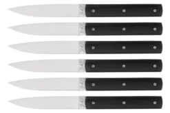 Coffret de 6 couteaux de table faits mains Perceval 9.47 en ébène du Gabon