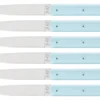 Coffret de 6 couteaux de table faits mains Perceval 9.47 bleu ciel