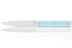 Coffret de 6 couteaux de table faits mains Perceval 9.47 bleu ciel