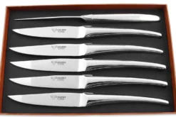 Coffret de 6 couteaux de table Laguiole en Aubrac Monobloc en inox brillant