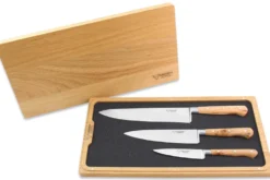 Coffret de 3 couteaux en genévrier Laguiole en Aubrac : Office + Universel + Chef
