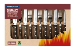 Coffret de 6 couteaux à steak lame crantée + 6 fourchettes Tramontina Jumbo