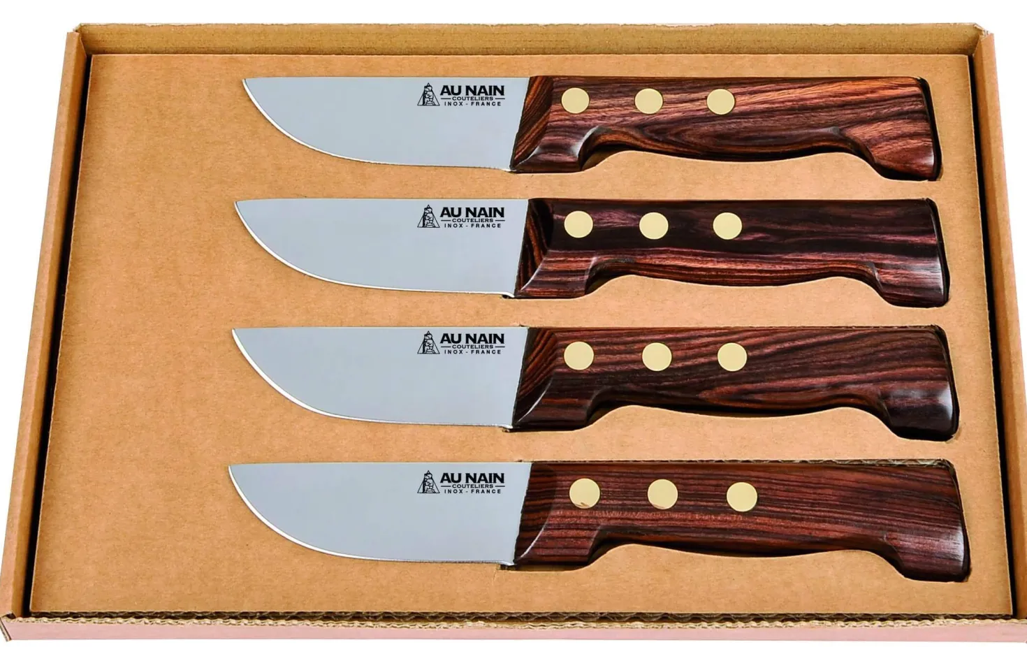 Coffret de 4 couteaux à steak le P'tit Boucher Au Nain fabrication française