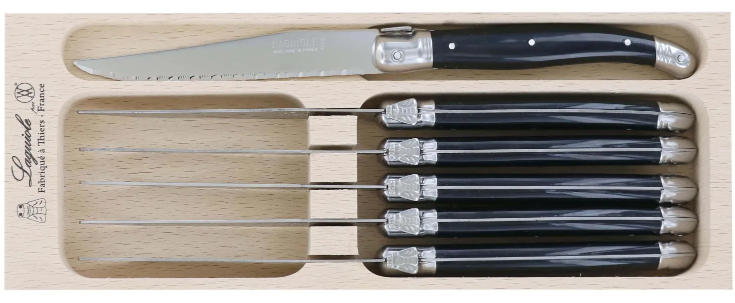 Coffret de 6 couteaux à steak microdentés Laguiole par André Verdier