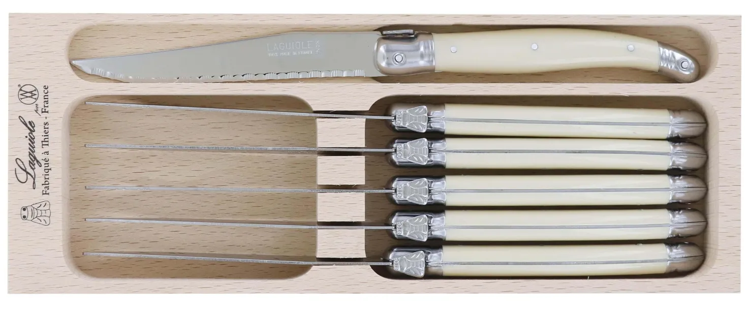 Coffret de 6 couteaux à steak microdentés Laguiole par André Verdier