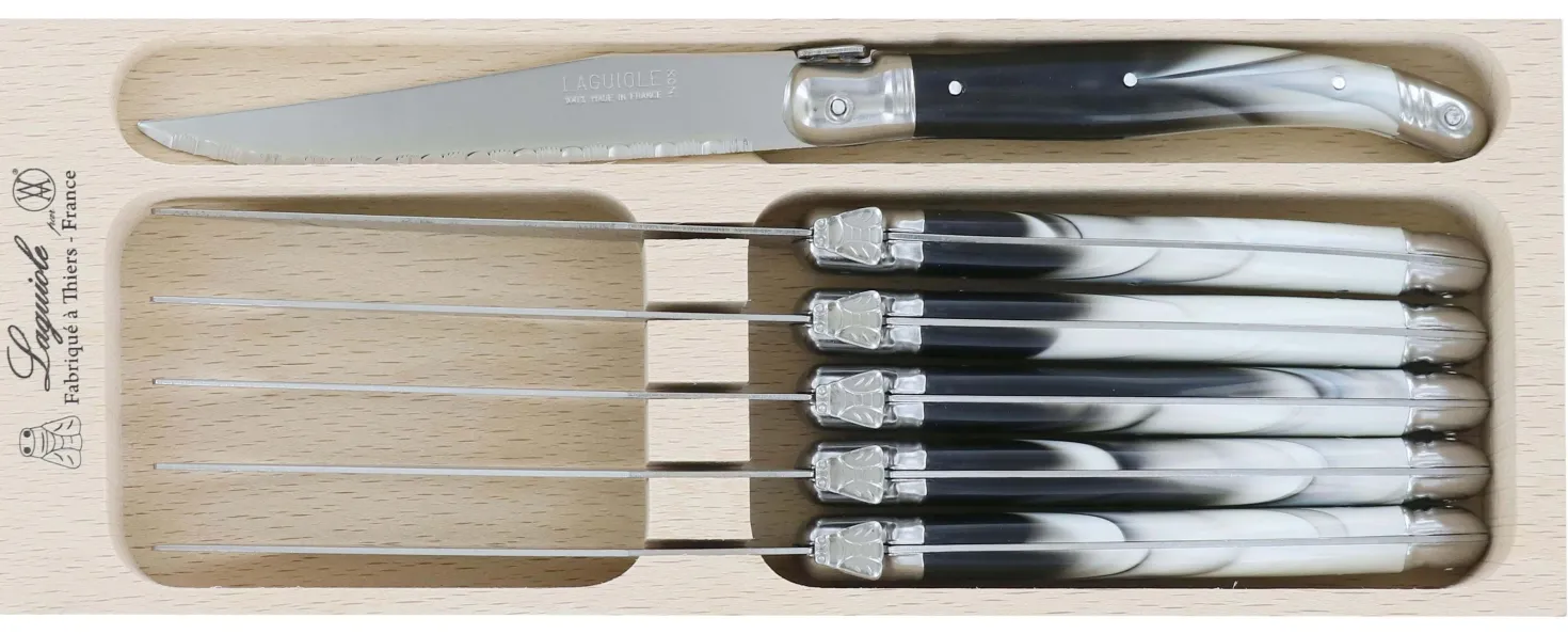 Coffret de 6 couteaux à steak microdentés Laguiole par André Verdier