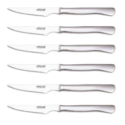 Coffret de 6 couteaux à steak monobloc Arcos lames acier inox microdentées