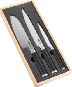 Coffret de 3 couteaux type japonais Kitchen Artist design authentique