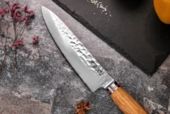 Coffret de 2 couteaux Wusaki Damas 10Cr manches en olivier Chef + Office