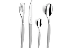 Coffret de 24 couverts de table Lou Laguiole Jet Sablé gris inox 18/0