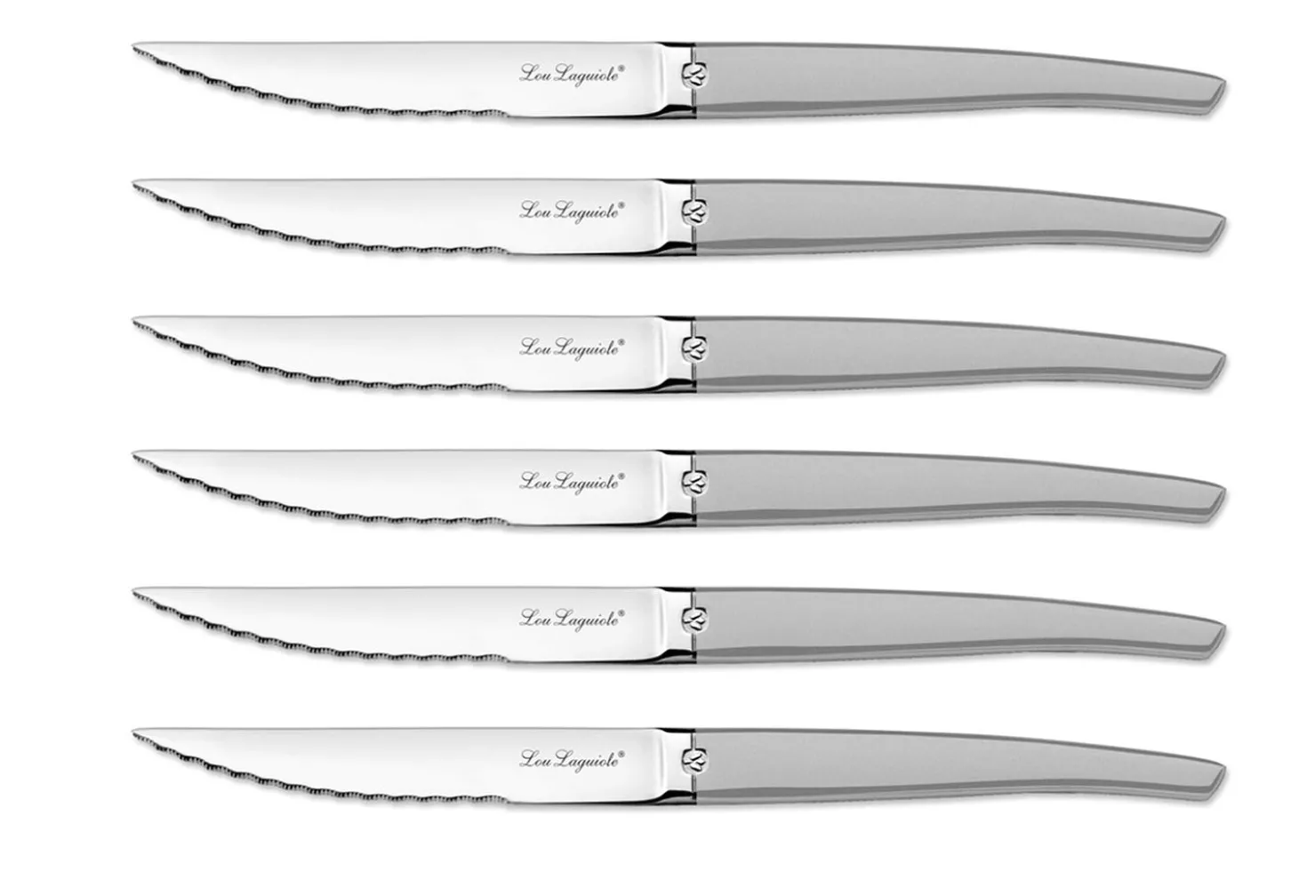 Coffret de 24 couverts de table Lou Laguiole Jet Sablé gris inox 18/0