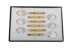 Coffret de 6 cuillères à café Nontron 87603 manche buis rond pyrogravé 14cm