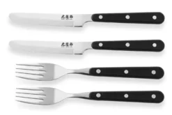 Coffret de table Wusaki 2 couteaux à steak à bout rond + 2 fourchettes