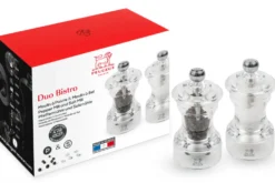 Coffret duo de moulins à poivre et à sel sec manuels Peugeot Bistro en acrylique 10cm