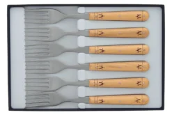 Coffret 6 fourchettes de table Nontron 87601 manche buis pyrogravé 10cm