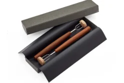 Coffret 2 fourchettes à pommes de terre Triangle Sense inox et manche prunier