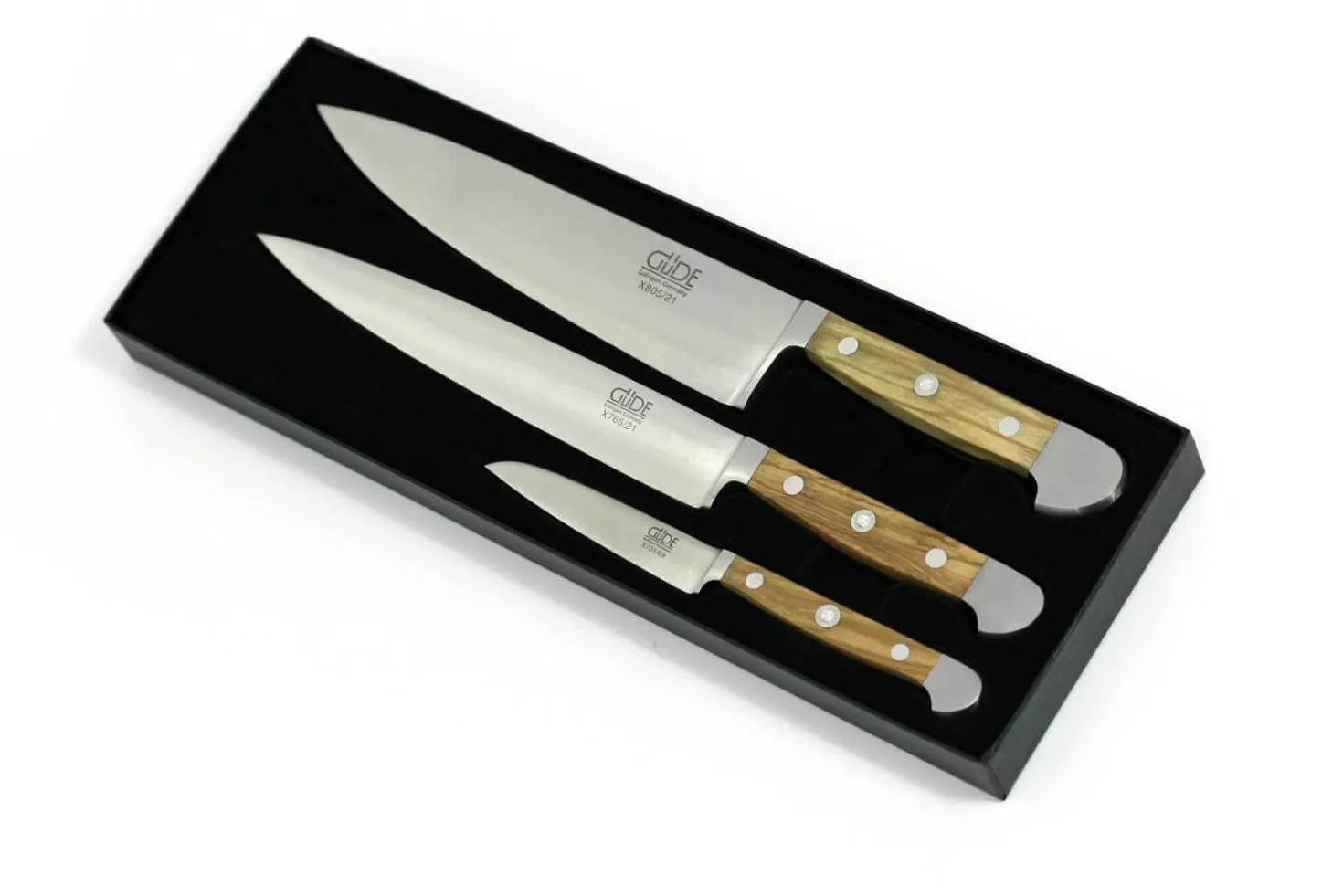 Coffret Güde 3 couteaux forgés Alpha Olive