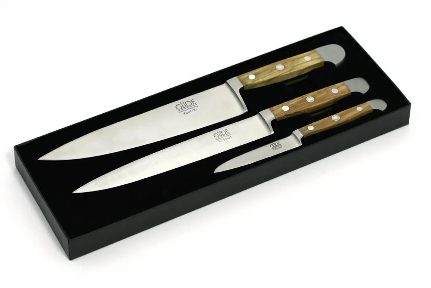 Coffret Güde 3 couteaux forgés Alpha Olive