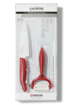 Coffret Kyocera couteau 11cm et Eplucheur vertical manche rouge