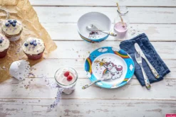 Coffret repas enfants WMF Licorne acier inox 18/10 et porcelaine