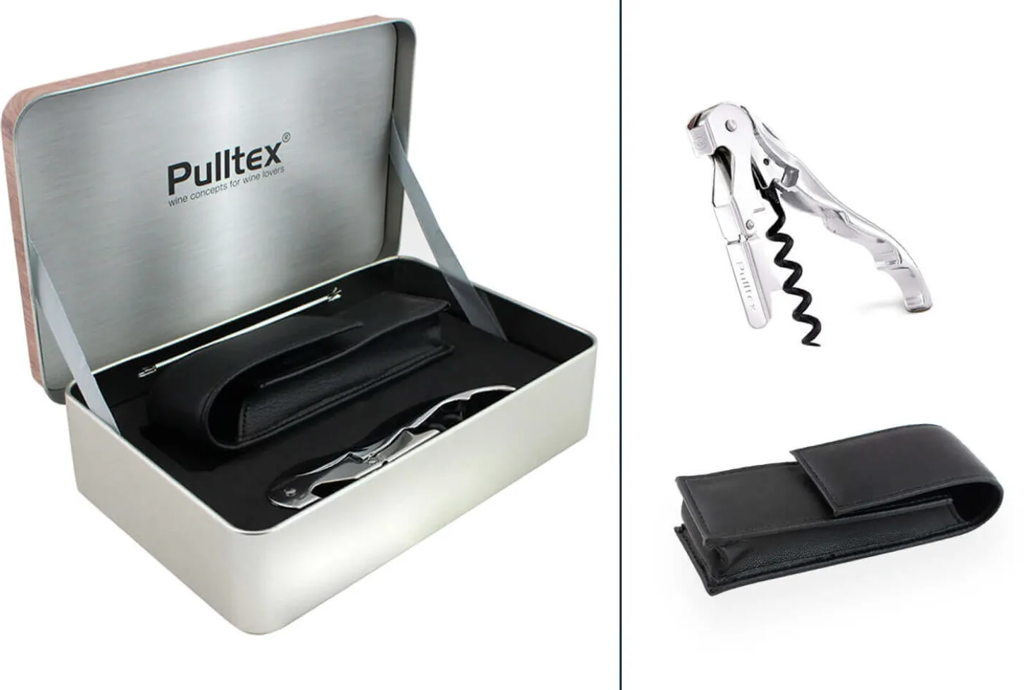 Coffret tire bouchon Pulltex + étui + boite de rangement Chrome